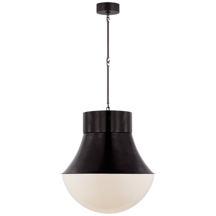 Bronze and White Glass LED Indoor/Outdoor Pendant Light