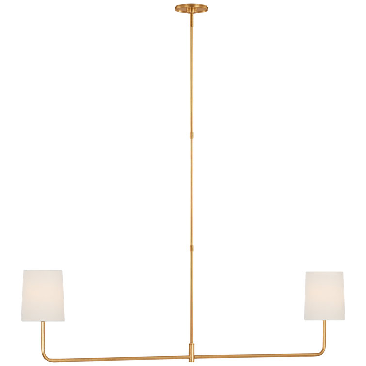 Gilded Gold 54" Linear Chandelier with White Shades