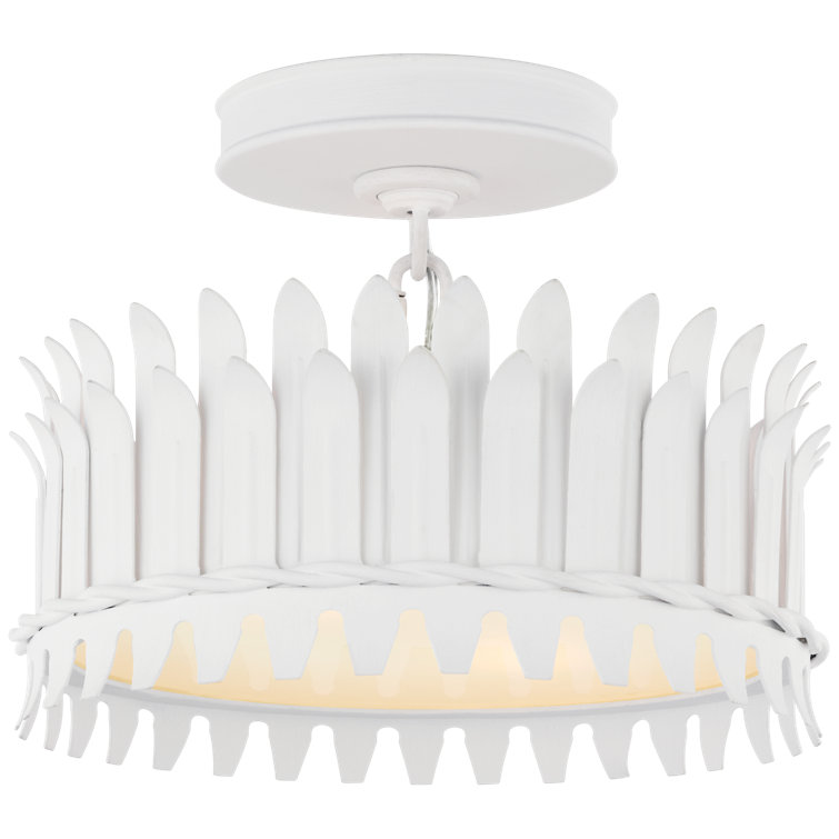 Plaster White 12" Glass Drum LED Semi-Flush Mount Light