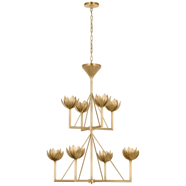 Elegant Brass Floral 8-Light Chandelier