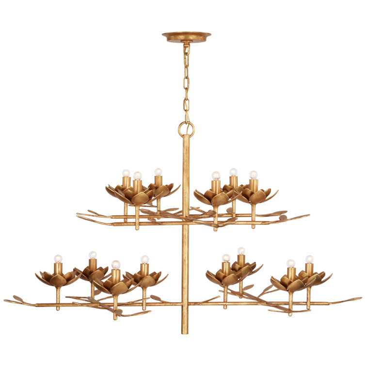 Clementine Antique Gold Leaf Floral 14-Light Chandelier