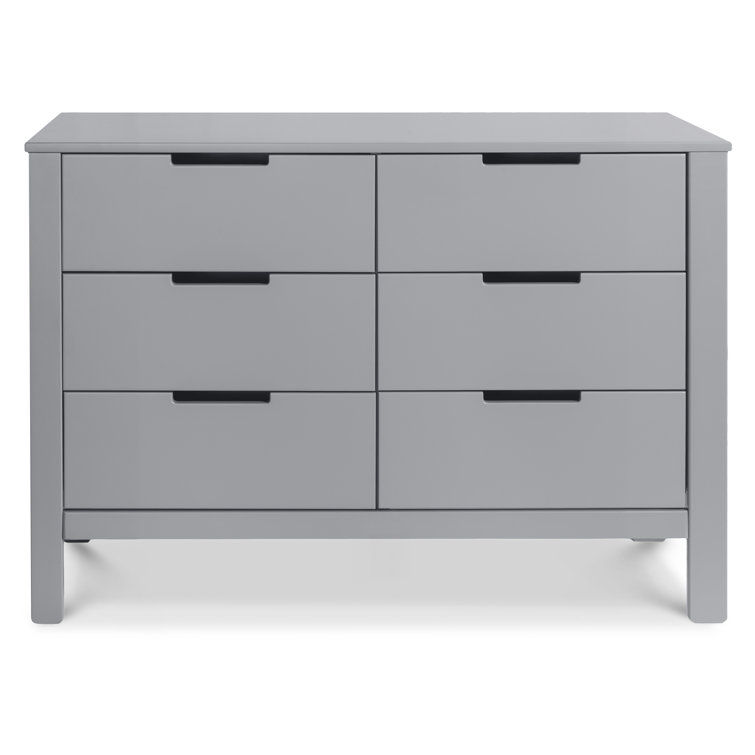 Gray Pine Wood Double Nursery Dresser with Soft Close Drawers