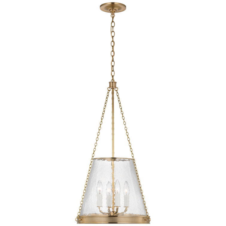 Soft Brass Glass Drum LED Pendant Light