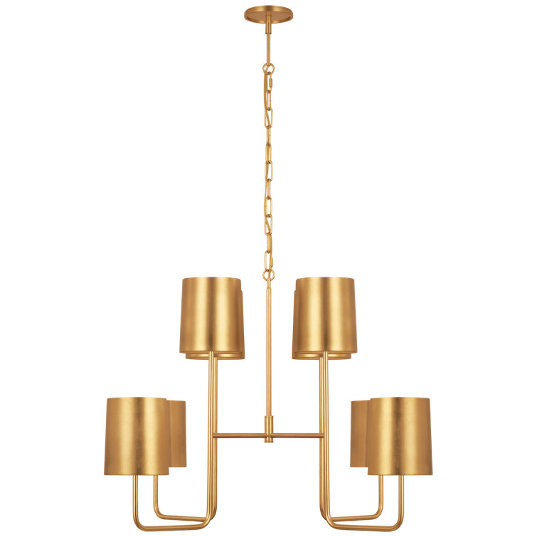 Gold Sculpted Metal Leaves 8-Light Chandelier