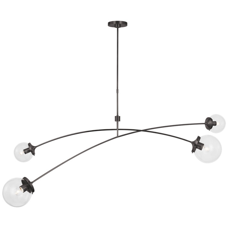 Bronze 4-Light Sputnik Chandelier with Clear Glass Globes