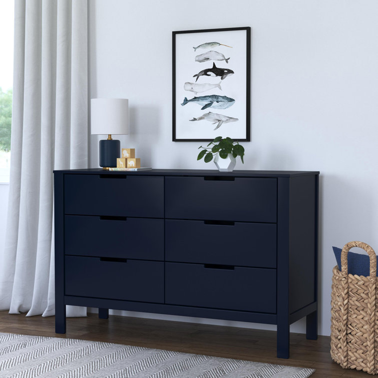 Navy Double Nursery Dresser with Six Drawers