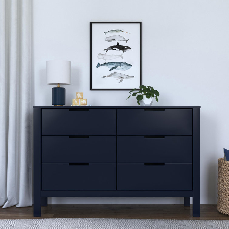 Navy Double Nursery Dresser with Six Drawers