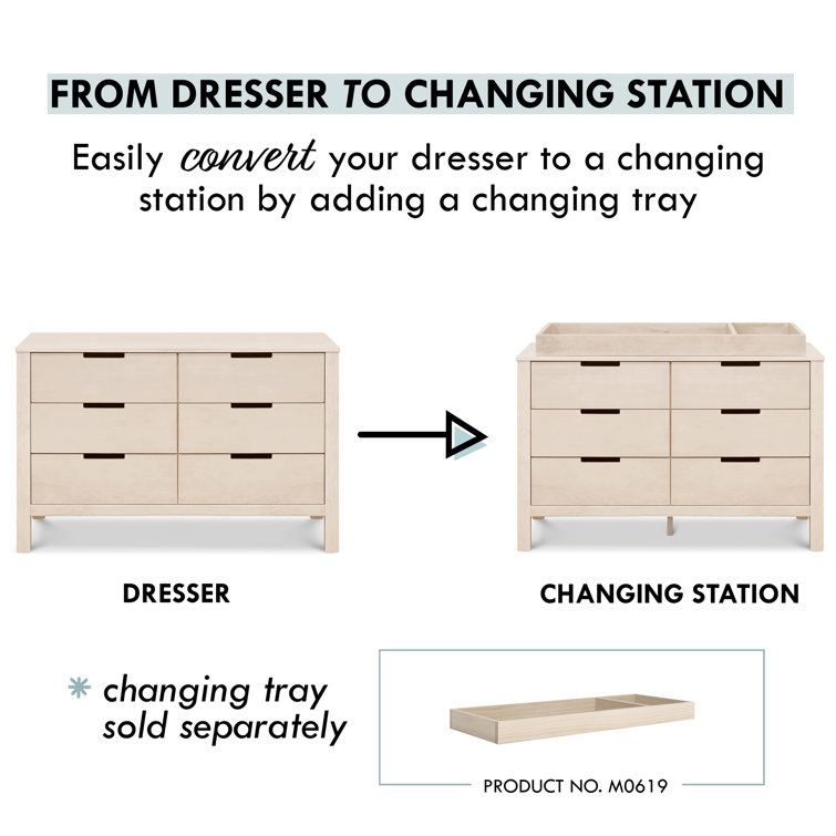 Washed Natural Double Nursery Dresser with Soft Close Drawer