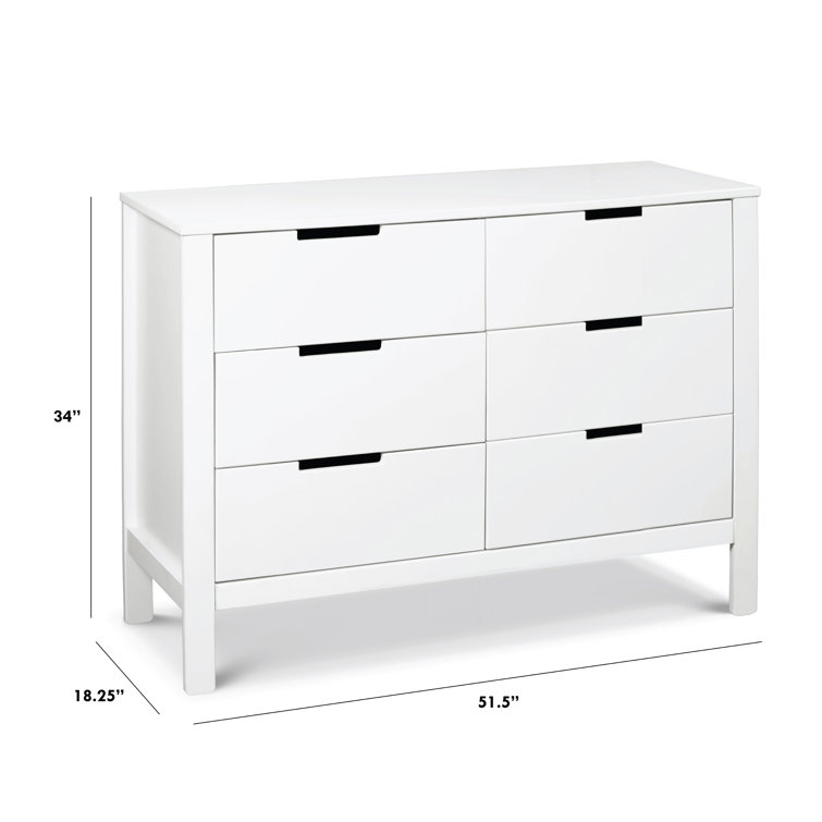 White Double Nursery 6-Drawer GREENGUARD Certified Dresser