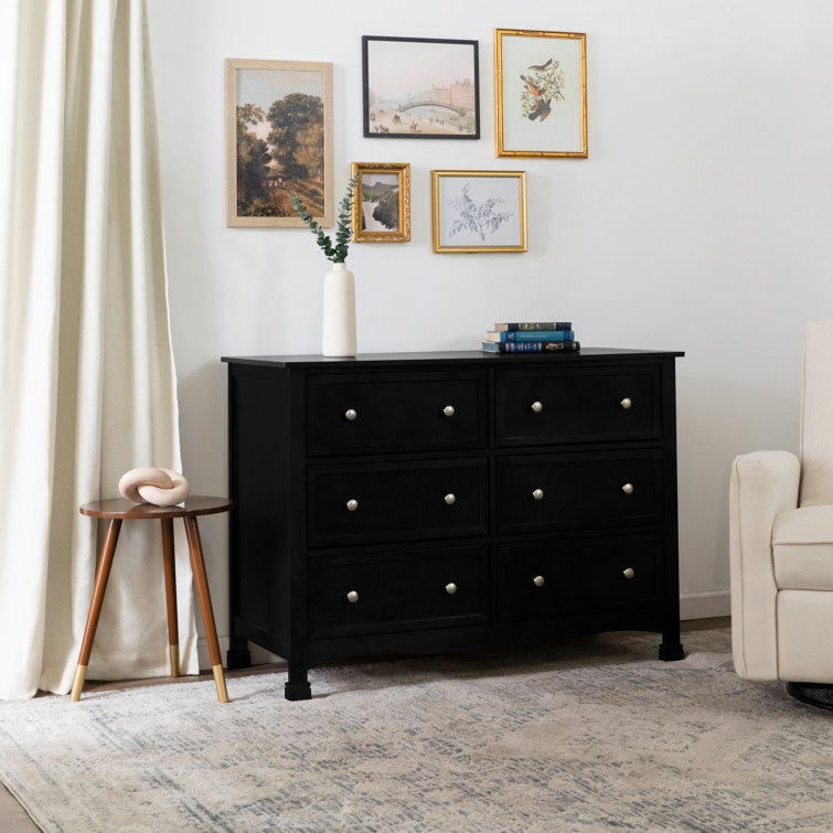 Ebony Horizontal Double Nursery Dresser with 6 Spacious Drawers