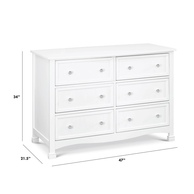 White Double Nursery Dresser with Six Drawers