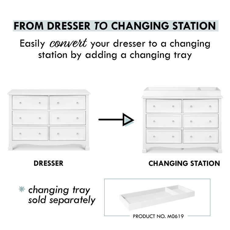 White Double Nursery Dresser with Six Drawers