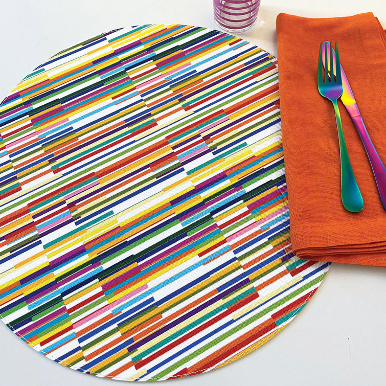 Bodrum Round Vinyl Barcode Placemats, Set of 4