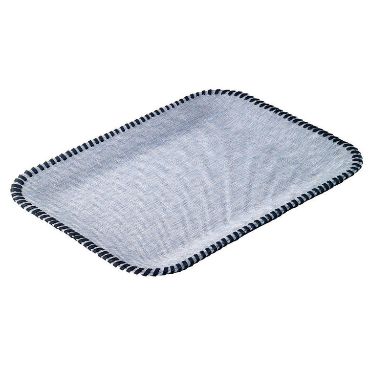 Bluebell Vinyl Tray with Leather Whipstitch Edge
