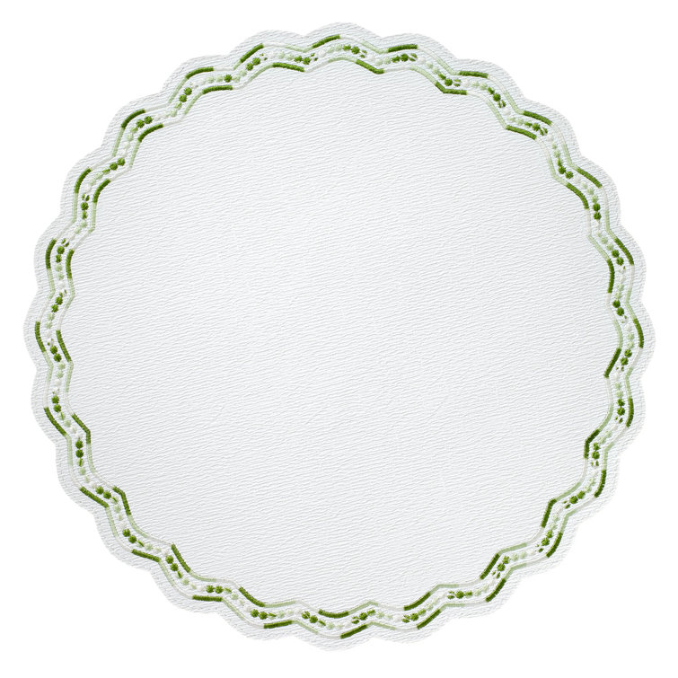Green and White Scalloped Vinyl Placemat Set