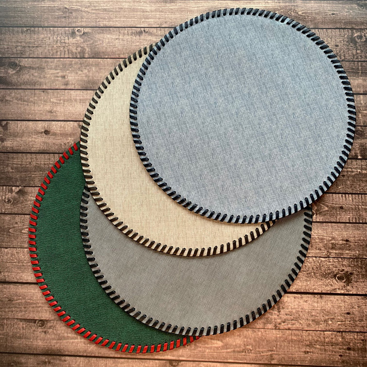 Forest Green Vinyl Round Placemat Set