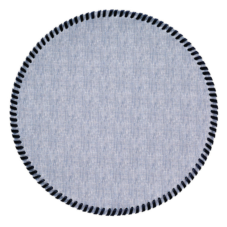 Periwinkle Vinyl Round Placemat with Whipstitch Edge