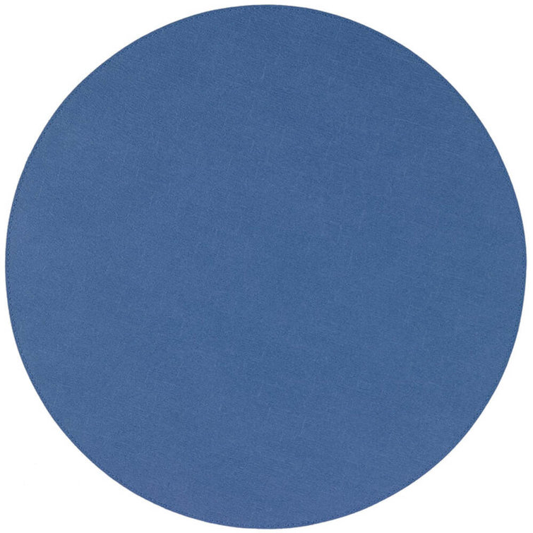 Periwinkle Vinyl Round Placemat with Whipstitch Edge