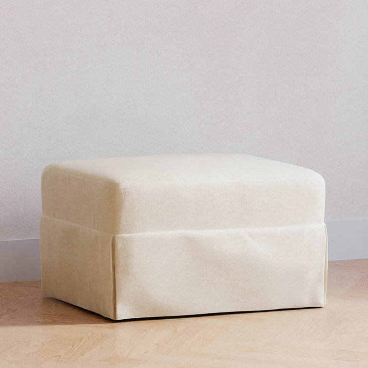 Cream Upholstered Gliding Ottoman with Skirt