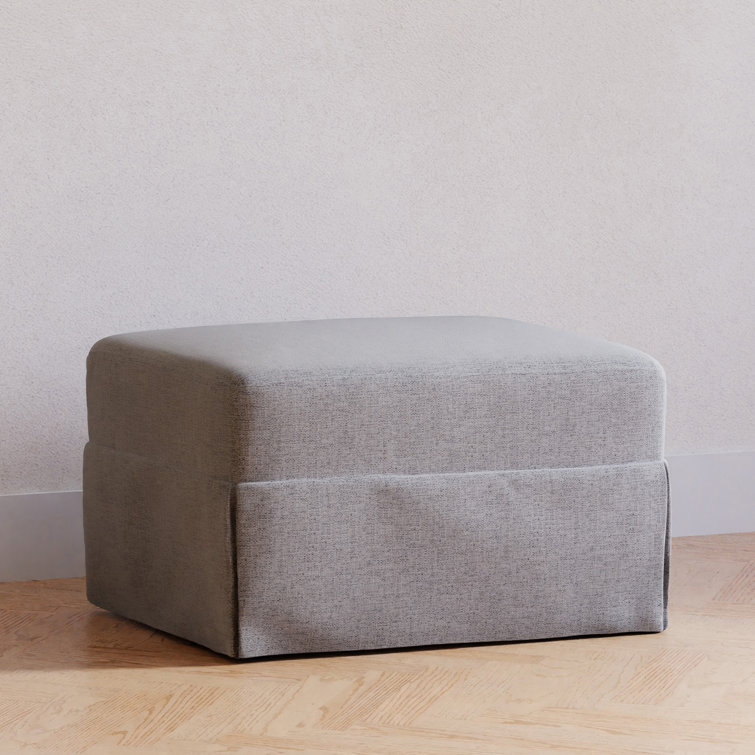 Gray Soft Plush Fabric Minimalist Ottoman