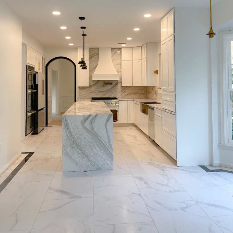 Adonis 24" x 48" White Porcelain Marble Look Floor and Wall Tile