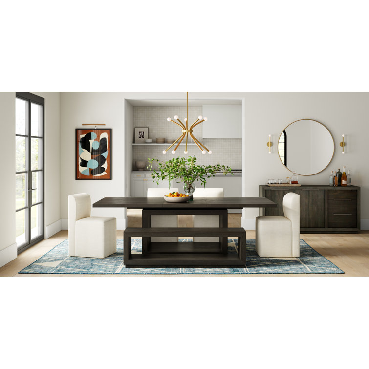Oxford Modern Extendable Dining Table in Distressed Basalt Gray