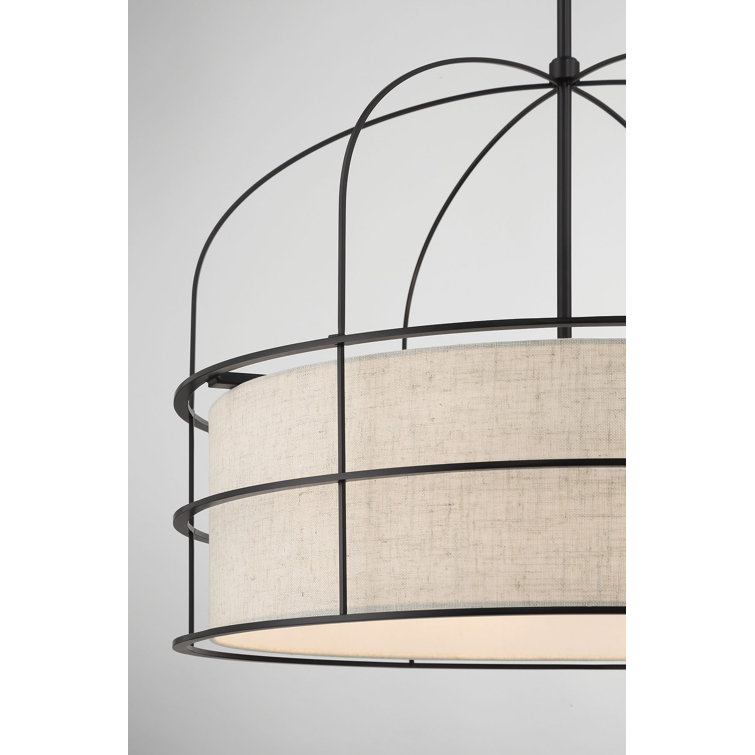 Coal Finish Brass 6-Light Drum Pendant for Indoor/Outdoor