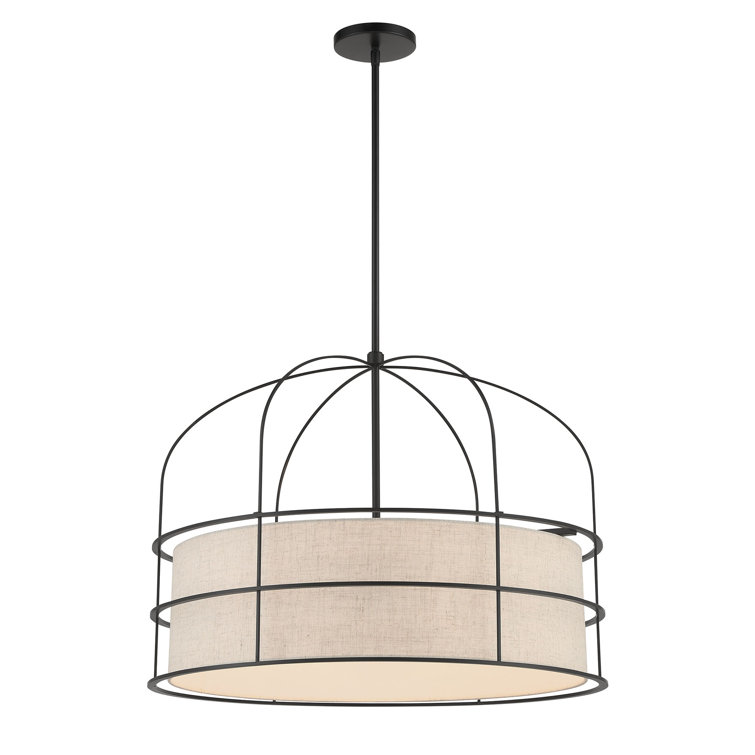 Coal Finish Brass 6-Light Drum Pendant for Indoor/Outdoor
