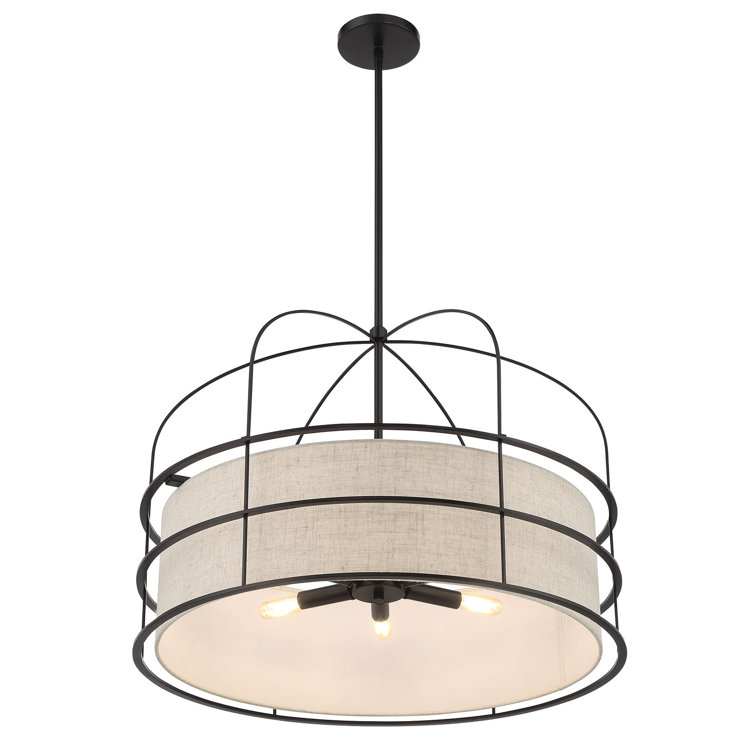 Coal Finish Brass 6-Light Drum Pendant for Indoor/Outdoor