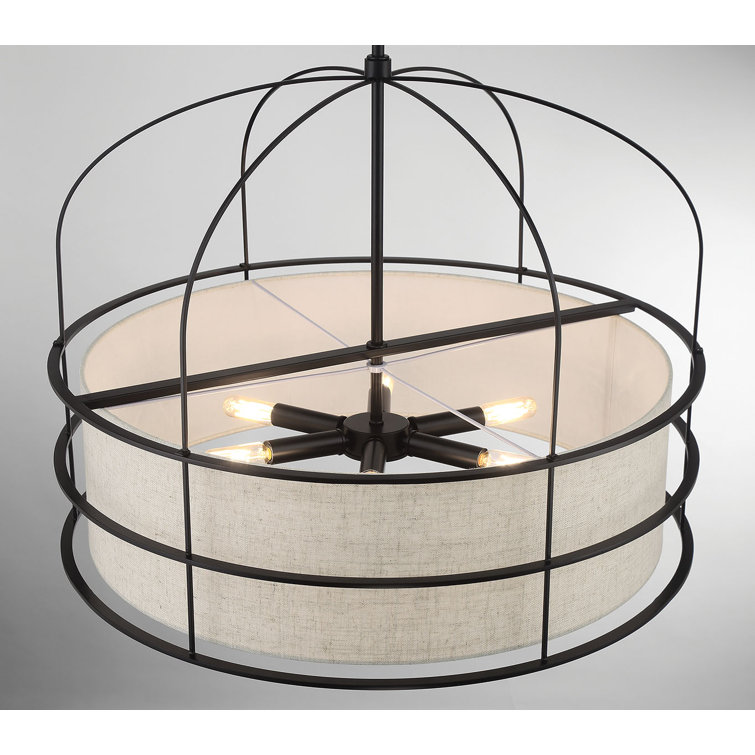 Coal Finish Brass 6-Light Drum Pendant for Indoor/Outdoor