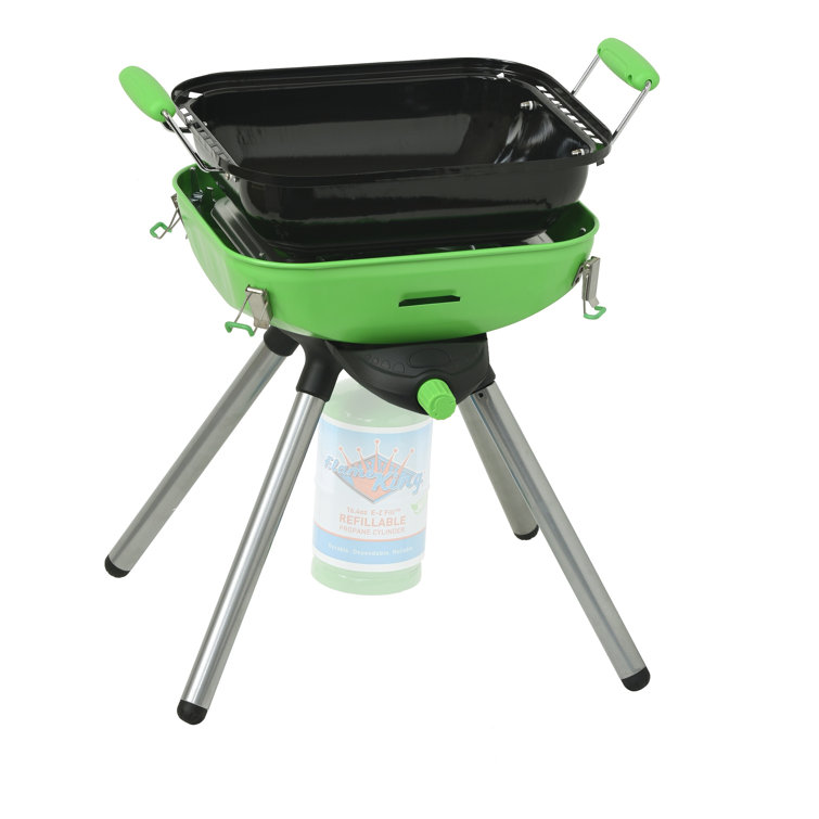 Light Green and Black Portable Propane BBQ Grill with Accessories
