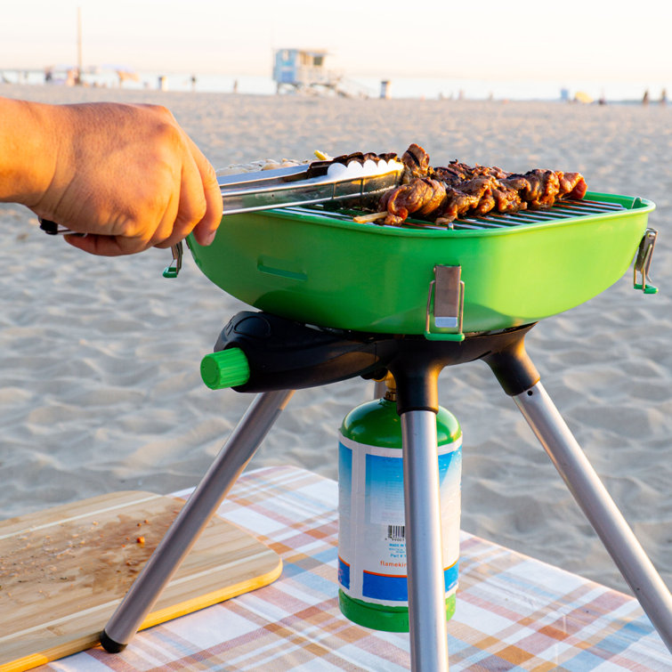 Light Green and Black Portable Propane BBQ Grill with Accessories