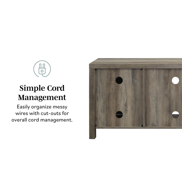 Rustic Oak and Brushed White 58" Farmhouse TV Stand with Cabinets