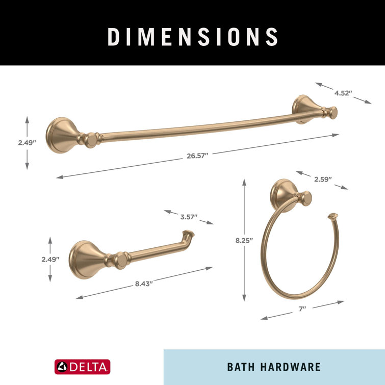 Champagne Bronze 3-Piece Bath Hardware Set with Towel Bar