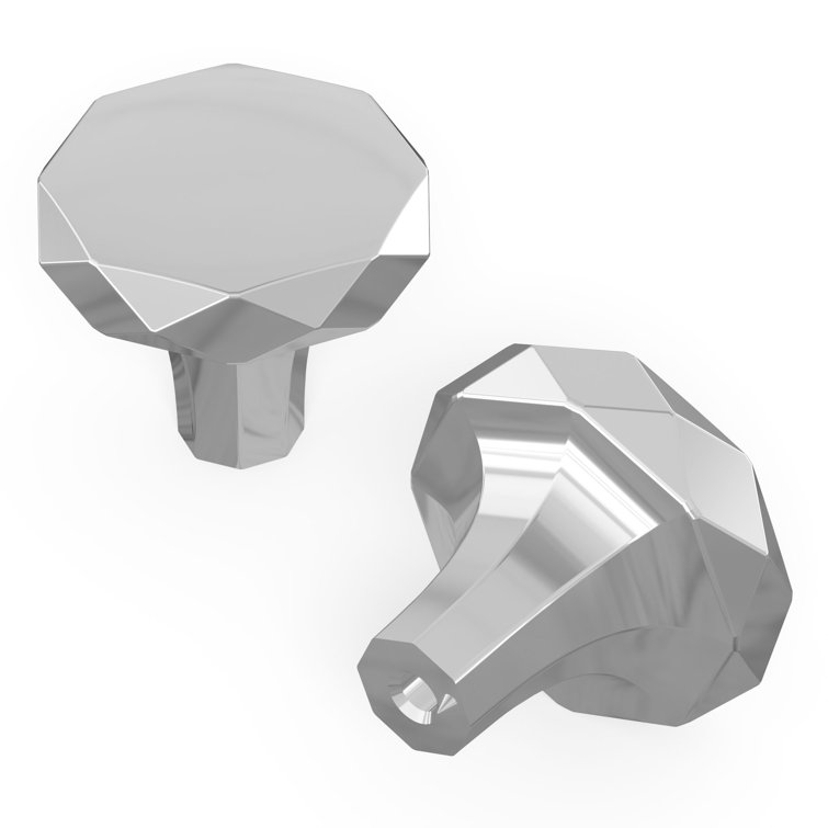 Karat Chrome Faceted Round Cabinet Knob with Mounting Hardware