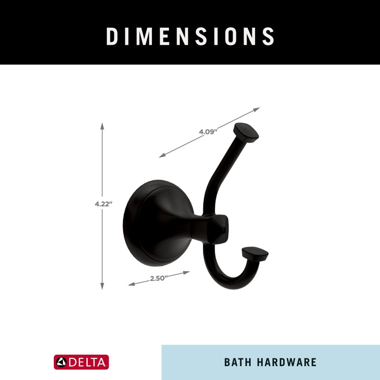 Matte Black Double Towel Hook Bath Accessory