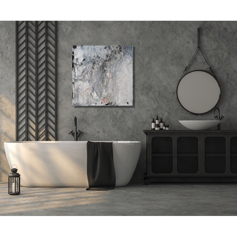 White and Gray Abstract Artist Enhanced Canvas Print, 20" x 20"