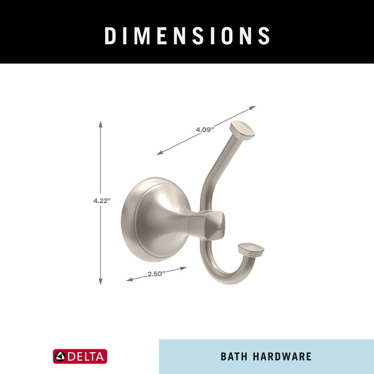 Brushed Nickel Double Towel Hook with SpotShield