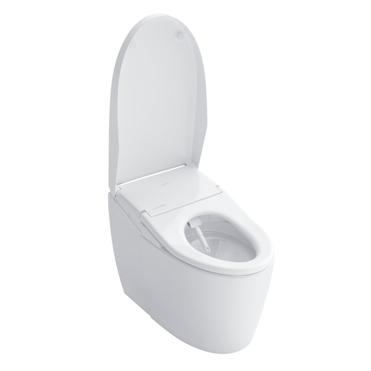 Cotton White Elongated Dual Flush Macerating Toilet with Bidet