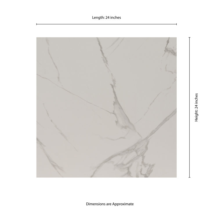 Calacatta Venato 24" x 24" White Porcelain Marble Look Tile