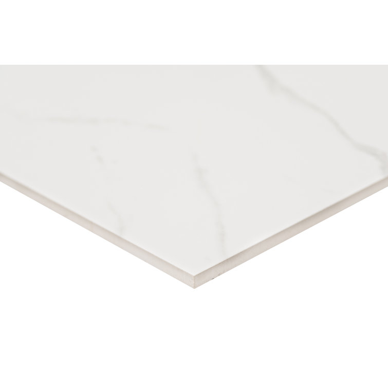Calacatta Venato 24" x 24" White Porcelain Marble Look Tile
