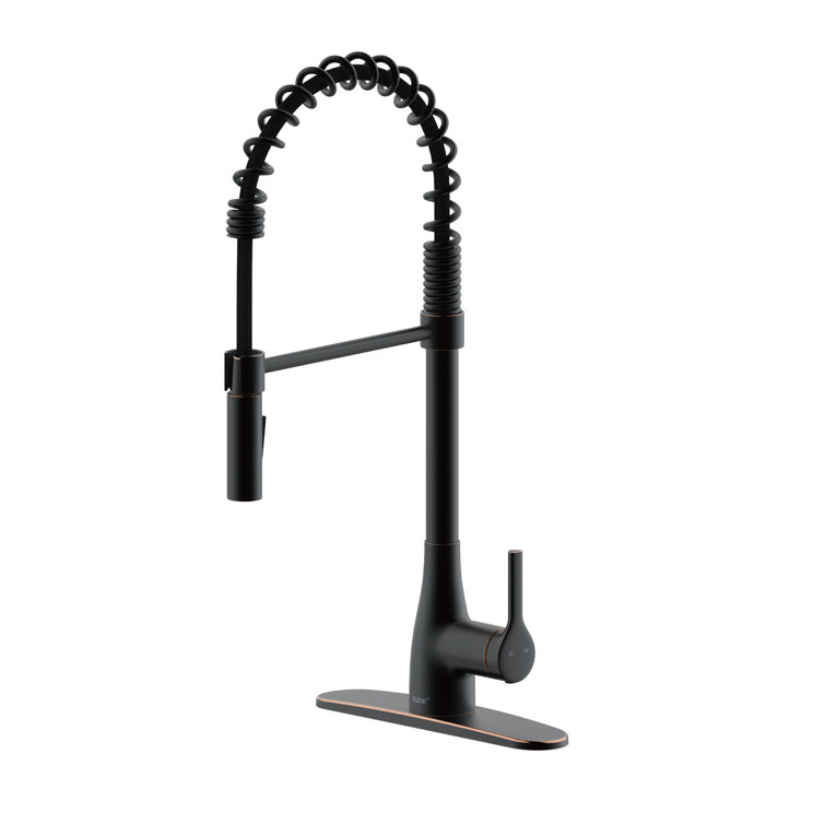 Oil Rubbed Bronze Spring Neck Pull Down Kitchen Faucet