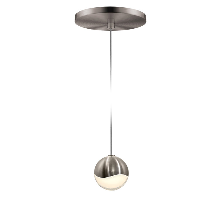 Satin Nickel 2.5" LED Glass Pendant Light