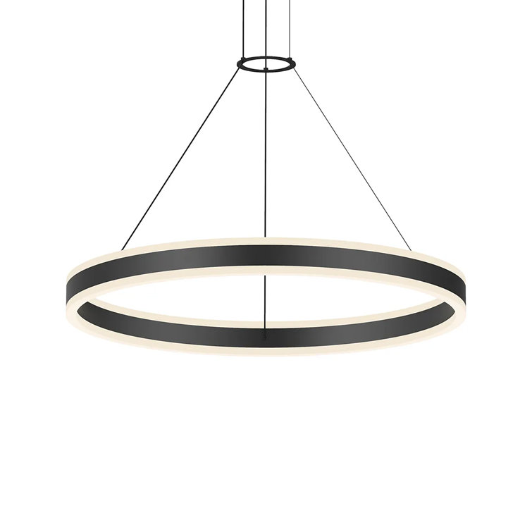 Satin Black Aluminum LED Ring Chandelier