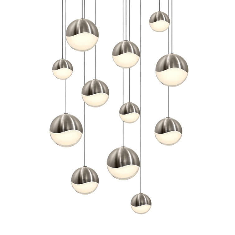 Luminous Crystal Globe LED Pendant in Satin Nickel - Indoor/Outdoor