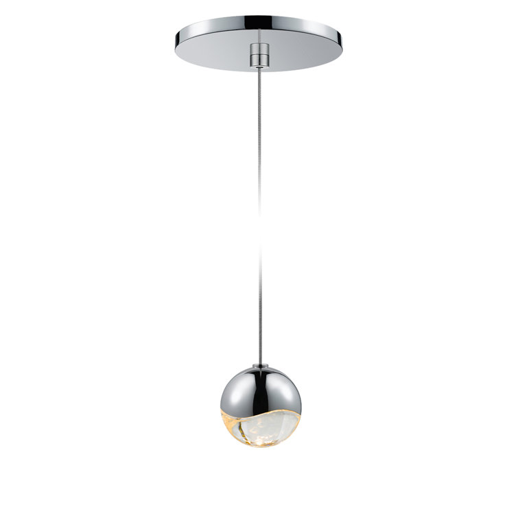 2.5" Satin Nickel and Glass Globe LED Pendant Light