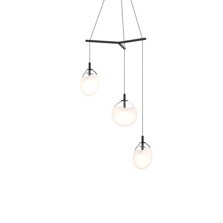 Cantina Sleek 12" Satin Black and Poured White LED Pendant