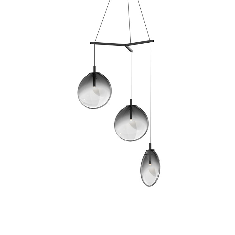 Smoke Fade Glass Globe LED Pendant Light in Black