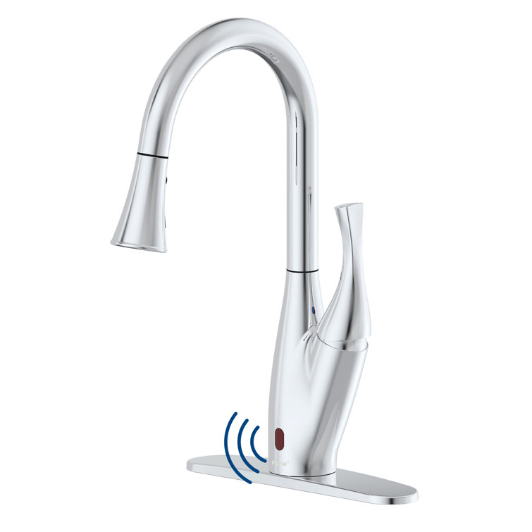 Chrome Pull-Down Single Handle Kitchen Faucet with Spray