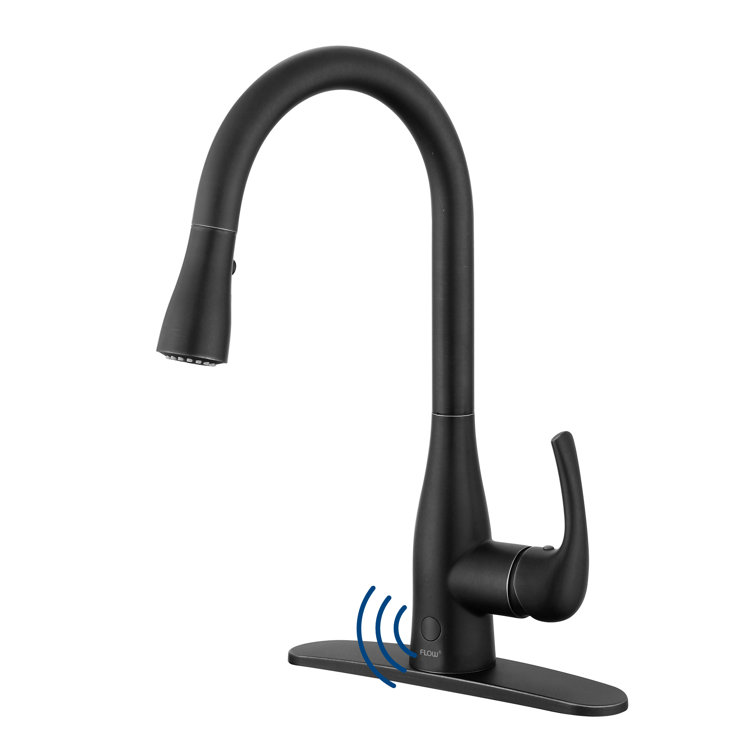 Matte Black Touchless Pull-Down Kitchen Faucet with Spray